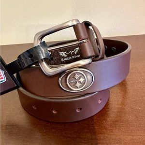 NWT Steelers 32” waist Concho Brown Leather Belt NFL
